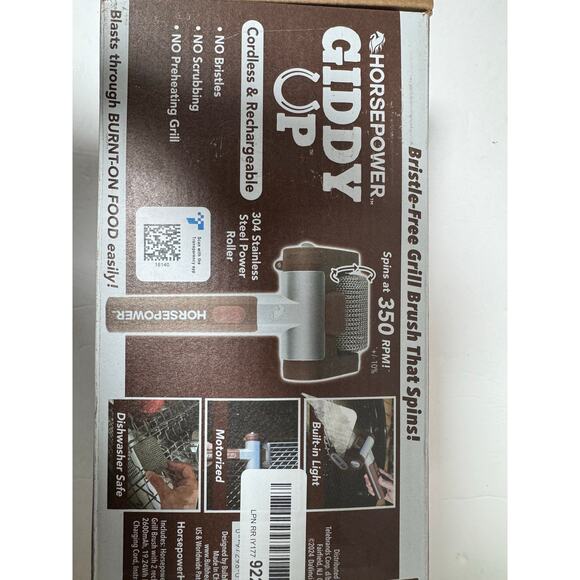 HorsePower Giddy Up Cordless, Rechargeable BBQ grill Stainless Roller Cleaner - Picture 2 of 9